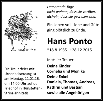 Traueranzeige von Hans Ponto von  Idsteiner Zeitung