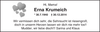 Traueranzeige von Erna Krumeich von  Wiesbaden komplett