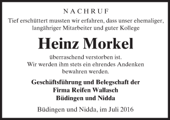 Traueranzeige von Heinz Morkel von  Kreisanzeiger