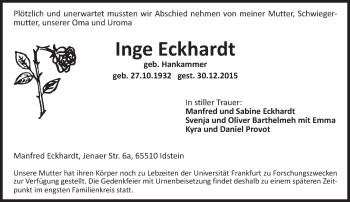 Traueranzeige von Inge Eckhardt von  Wiesbaden komplett