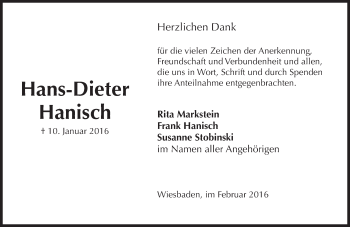 Traueranzeige von Hans-Dieter Hanisch von  Wiesbaden komplett