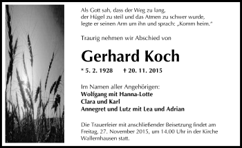 Traueranzeige von Gerhard Koch von  Kreisanzeiger