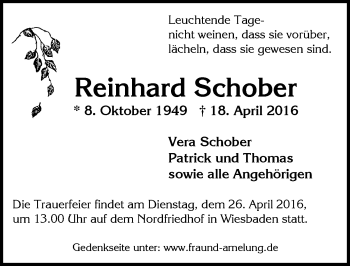 Traueranzeige von Reinhard Schober von  Wiesbaden komplett