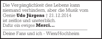 Traueranzeige von Udo Jürgens von  Wiesbaden komplett