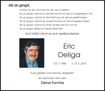 Traueranzeige von Eric Deliga von  Gelnhäuser Tageblatt