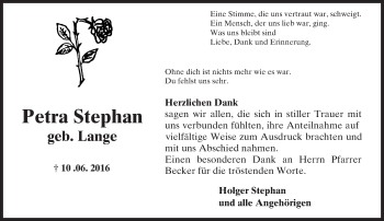 Traueranzeige von Petra Stephan von  Gießener Anzeiger