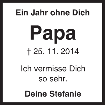 Traueranzeige von Papa  von  Kreisanzeiger