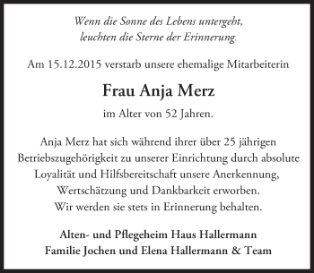 Traueranzeige von Anja Merz von  Wormser Zeitung
