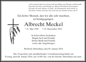 Traueranzeige von Albrecht Meckel von  Usinger Anzeiger