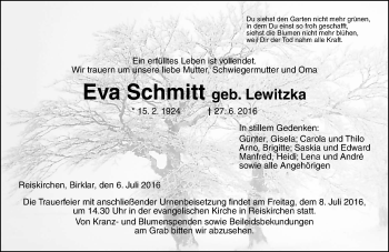Traueranzeige von Eva Schmitt von  Gießener Anzeiger