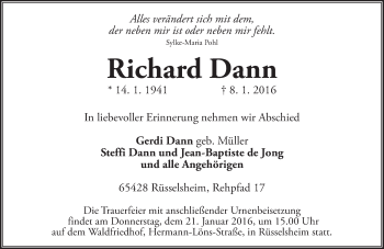 Traueranzeige von Richard Dann von trauer.echo-online.de