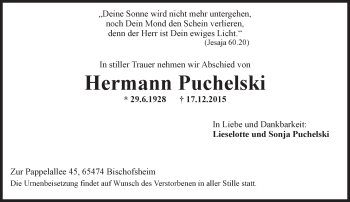 Traueranzeige von Hermann Puchelski von  Mainspitze