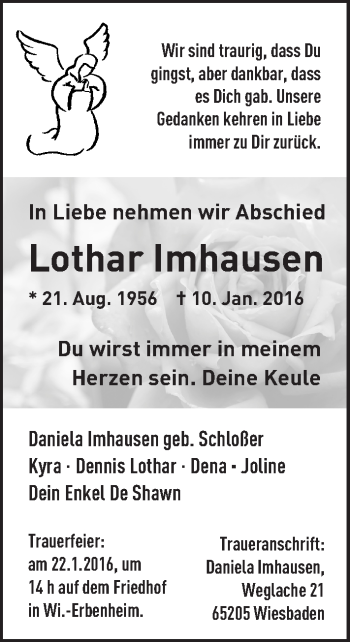 Traueranzeige von Lothar Imhausen von  Wiesbaden komplett