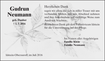 Traueranzeige von Gudrun Neumann von Trauerportal Rhein Main Presse