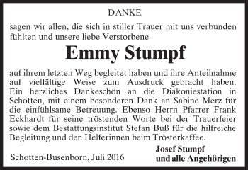 Traueranzeige von Emmy Stumpf von  Kreisanzeiger
