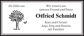 Traueranzeige von Otfried Schmidt von  Kreisanzeiger