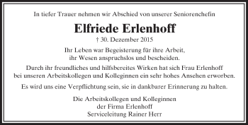 Traueranzeige von Elfriede Erlenhoff von  Usinger Anzeiger