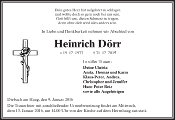 Traueranzeige von Heinrich Dörr von  Kreisanzeiger