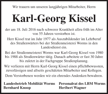 Traueranzeige von Karl-Georg Kissel von Trauerportal Rhein Main Presse