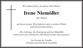 Traueranzeige von Irene Niemöller von  Usinger Anzeiger