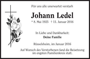 Traueranzeige von Johann Ledel von trauer.echo-online.de