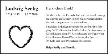 Traueranzeige von Ludwig Seelig von Trauerportal Echo Online