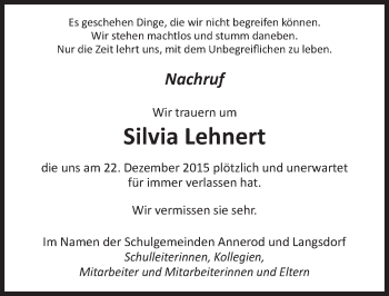 Traueranzeige von Silvia Lehnert von  Gießener Anzeiger