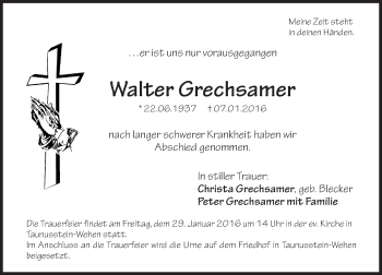 Traueranzeige von Walter Grechsamer von  Wiesbaden komplett