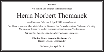 Traueranzeige von Norbert Thomanek von VRM Trauer