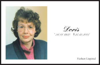 Traueranzeige von Doris  von  Allgemeine Zeitung Mainz