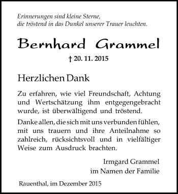 Traueranzeige von Bernhard Grammel von  Wiesbaden komplett