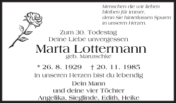 Traueranzeige von Marta Lottermann von  Hofheimer Zeitung