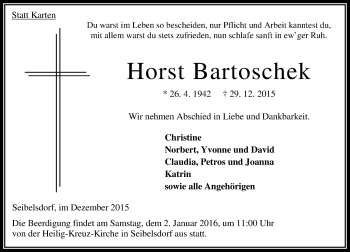 Traueranzeige von Horst Bartoschek von VRM Trauer