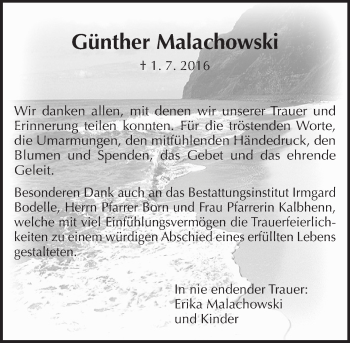 Traueranzeige von Günther Malachowski von  Gießener Anzeiger