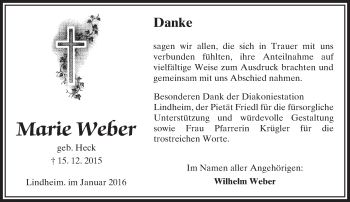 Traueranzeige von Marie Weber von  Sonntags Anzeiger