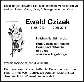 Traueranzeige von Ewald Czizek von Trauerportal Rhein Main Presse