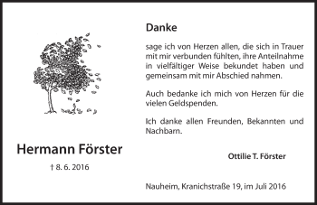 Traueranzeige von Hermann Förster von Trauerportal Rhein Main Presse