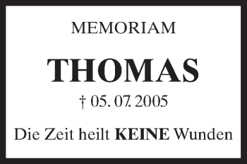 Traueranzeige von Thomas  von Trauerportal Rhein Main Presse