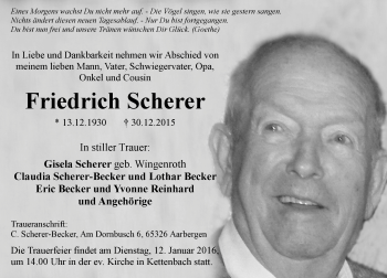 Traueranzeige von Friedrich Scherer von  Wiesbaden komplett