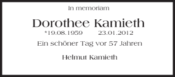 Traueranzeige von Dorothee Kamieth von Trauerportal Rhein Main Presse