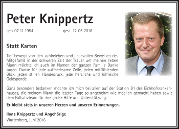 Traueranzeige von Peter Knippertz von VRM Trauer