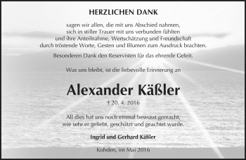 Traueranzeige von Alexander Käßler von  Kreisanzeiger