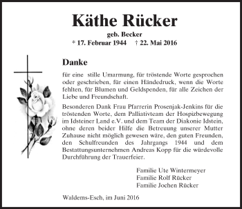 Traueranzeige von Käthe Rücker von  Camberger Anzeiger