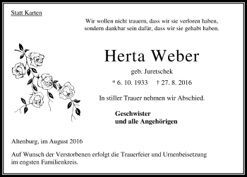 Traueranzeige von Herta Weber von VRM Trauer