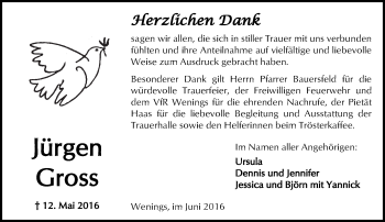 Traueranzeige von Jürgen Gross von  Kreisanzeiger