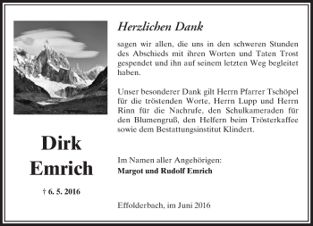 Traueranzeige von Dirk Emrich von  Kreisanzeiger
