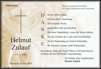 Traueranzeige von Helmut Zulauf von VRM Trauer