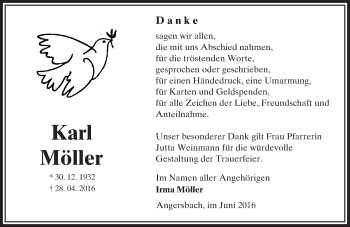 Traueranzeige von Karl Möller von VRM Trauer