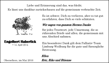 Traueranzeige von Engelbert Haberlick von  Camberger Anzeiger Traueranzeige von Engelbert Haberlick von  Camberger Anzeiger