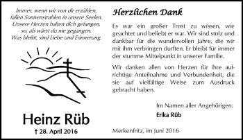 Traueranzeige von Heinz Rüb von  Kreisanzeiger